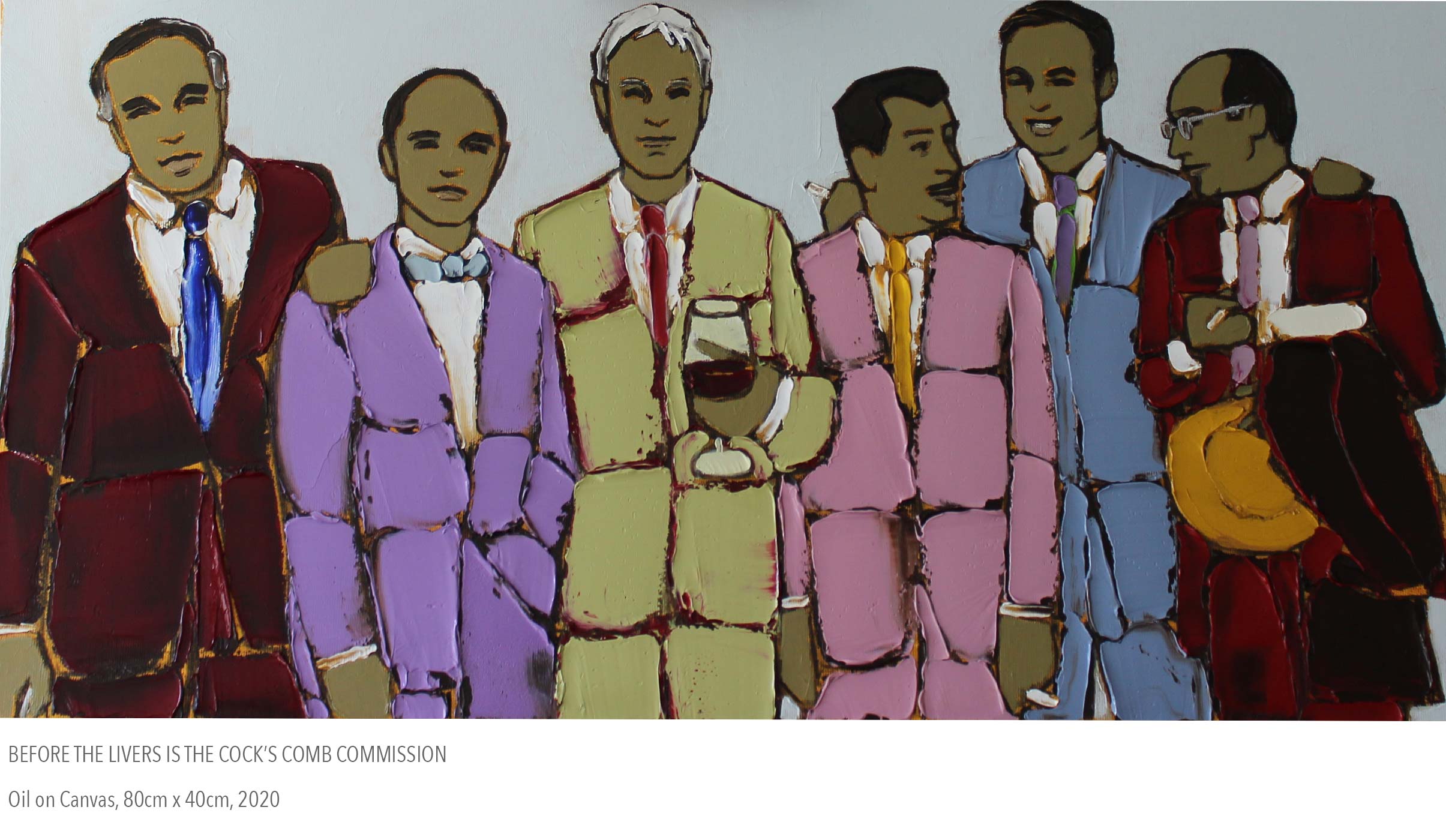 2020 oil painting called Before the Livers is the Cock’s Comb Commission